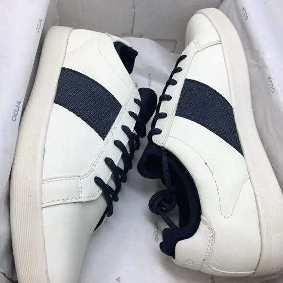 Aldo Men's Sneakers White Blue Size 8.5 Cloverhill Lace up Neoprene Sock Opening