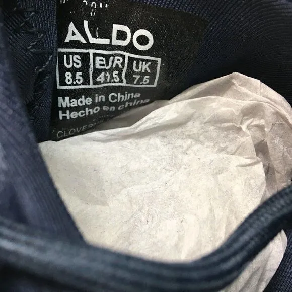 Aldo Men's Sneakers White Blue Size 8.5 Cloverhill Lace up Neoprene Sock Opening