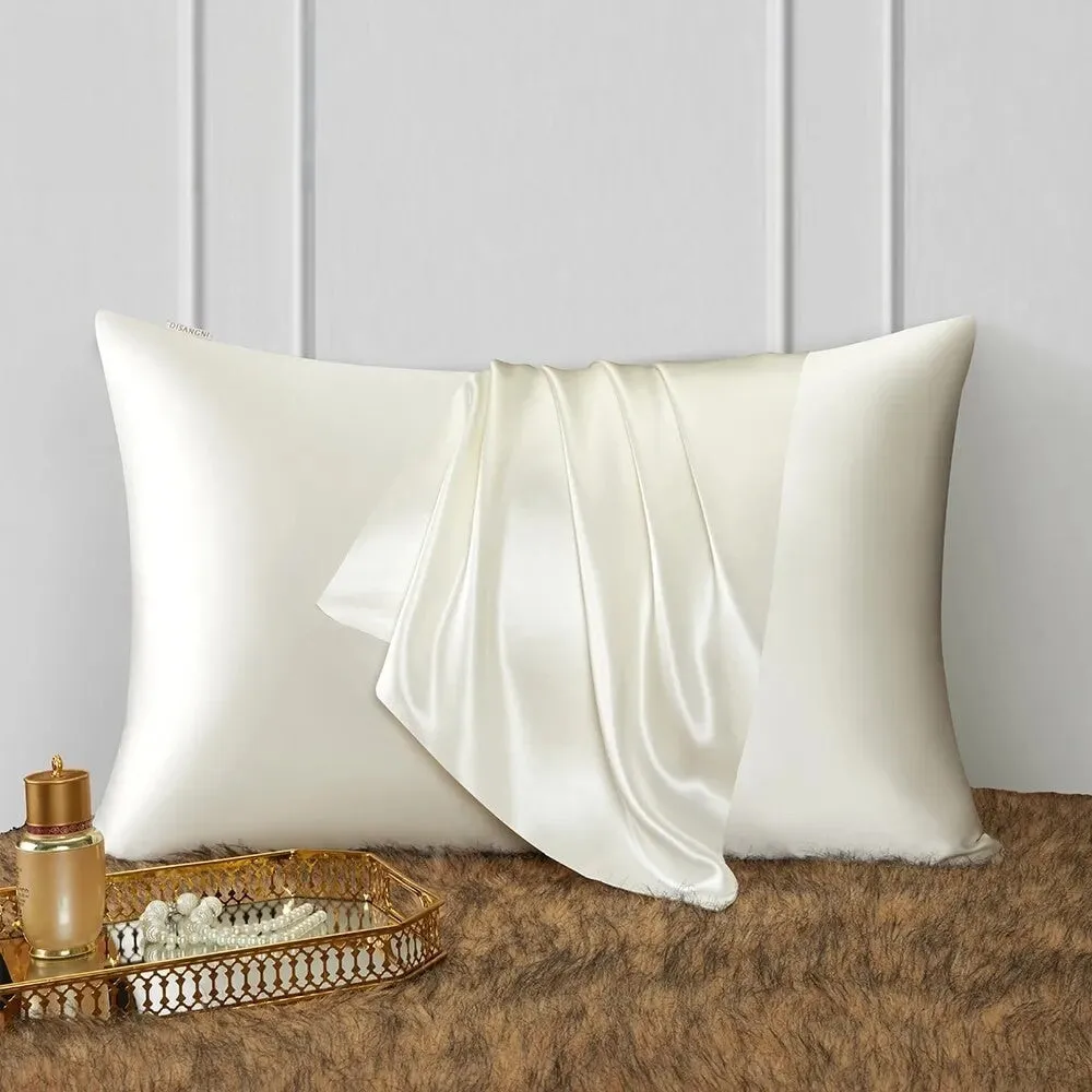 Anyhouz Pillowcase 50x90cm White Natural Mulberry Silk For Comfortable And Relaxing Home Bed - King Size