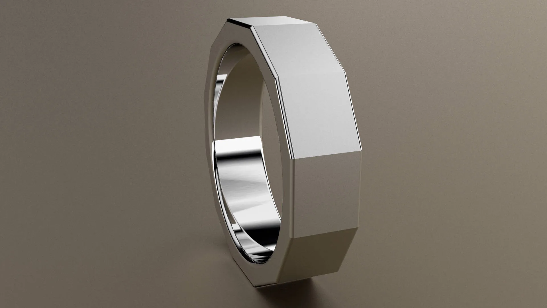 Brushed White Gold 6mm 12 Sided Bolt Wedding Band