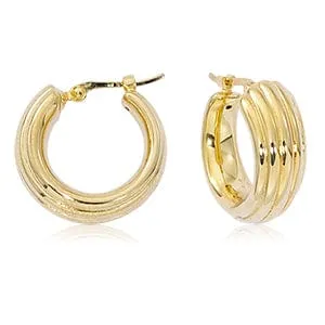 Carla 14k Yellow Gold Small Lined Hoop Earrings