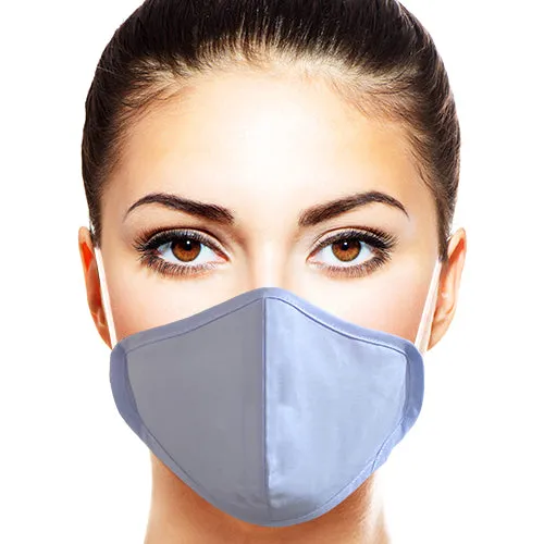 Cotton Earloop Face Mask, Comfortable & Antibacterial, Blue & White 2ct