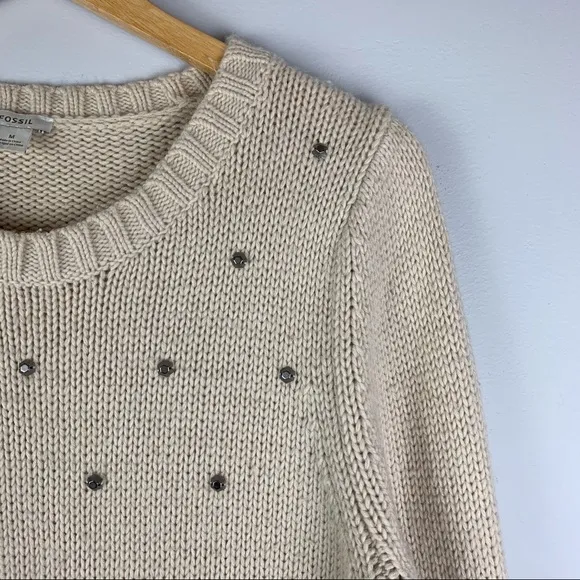 FOSSIL Merino Wool Cashmere Blend Studded Sweater
