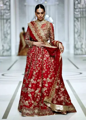 Heavy Red Pakistani Bridal Lehngas with Choli #BN1102