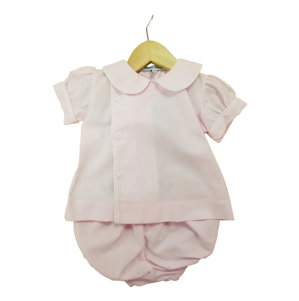 Pink Diaper Set with Peter Pan Collar