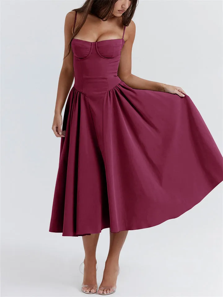 Sexy Spaghetti Strap Bustier Swing Dress for Women