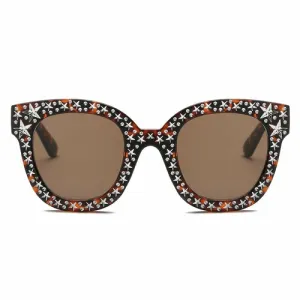 Tortoiseshell Star Rhinestone Sunglasses