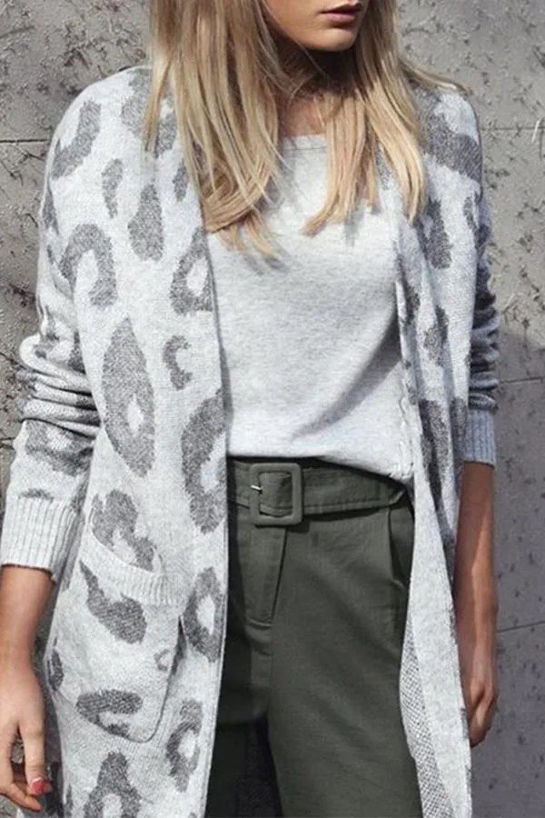 Trendy Leopard Sweater With Pockets Cardigan (4 Colors)