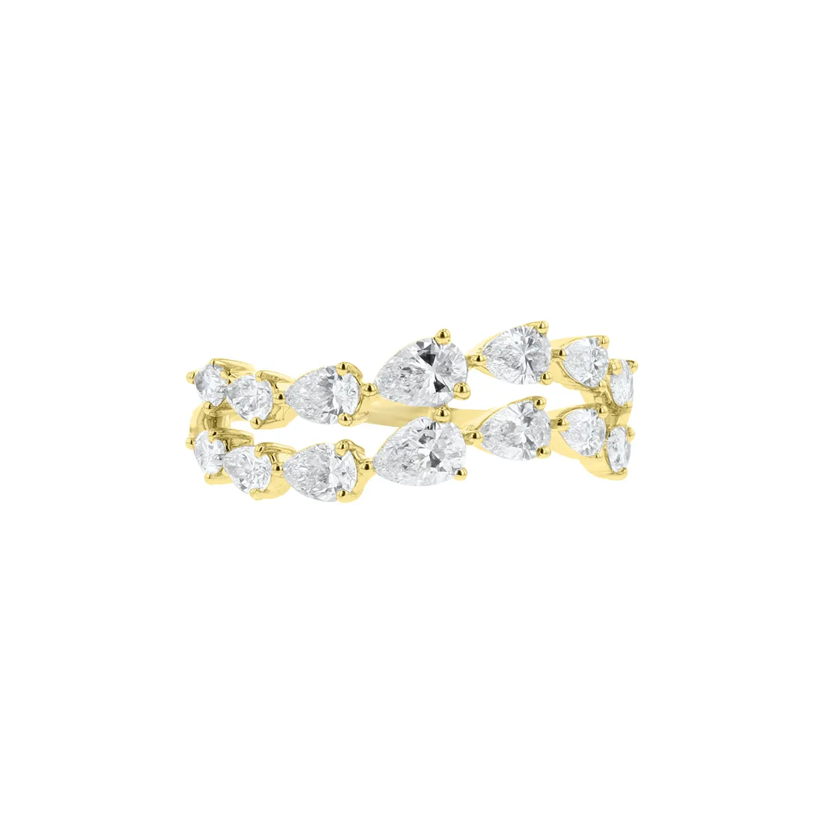 Two Row Pear Shaped Wave Ring