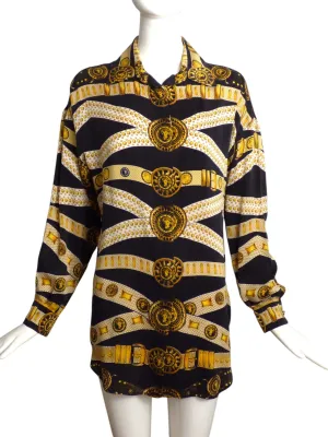 VERSUS VERSACE- Printed Silk L/S Blouse, Size 6